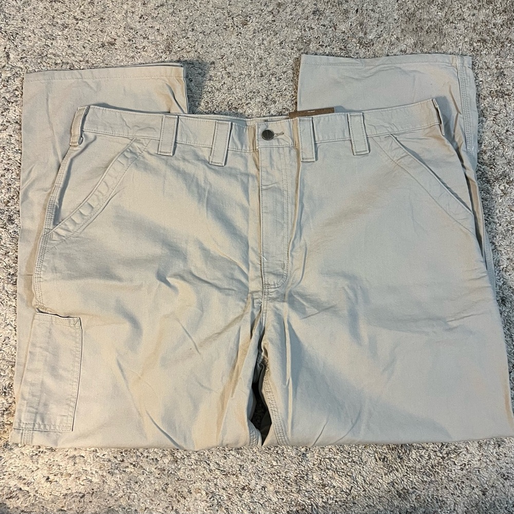 Carhartt Tan Carpenter Canvas Work Dungarees Pants Size 44 x 30 NWT